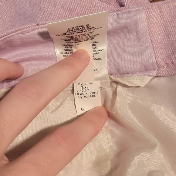 Express Mid Ride Stretch Columnist Ankle Linen Blend Pants - Picture 9 of 10